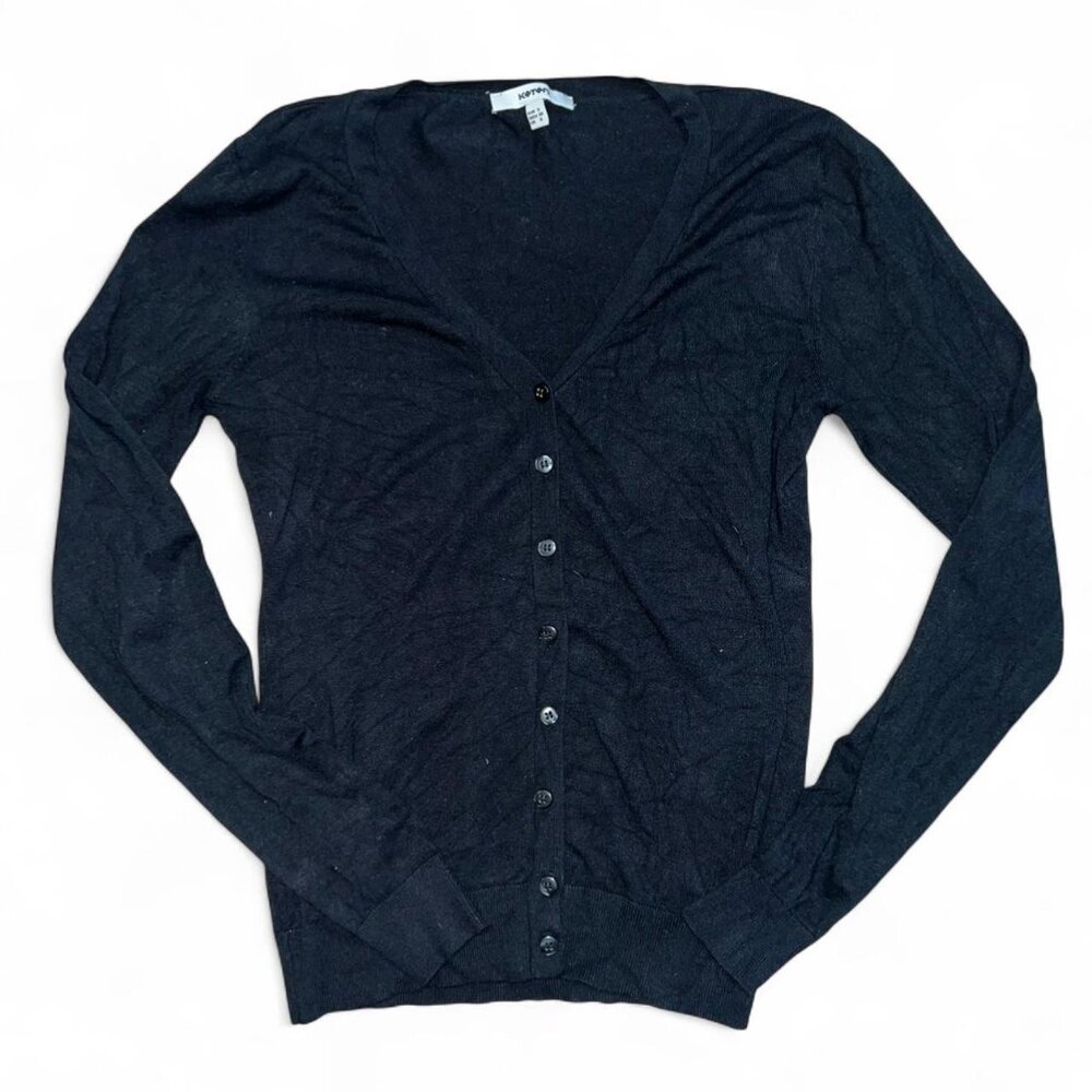 Black Button Up Women's Long Sleeve Cardigan Sweater